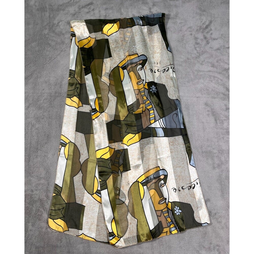 Picasso Abstract Art Scarf Cubist Pattern Rectangle Sheer 60x13"